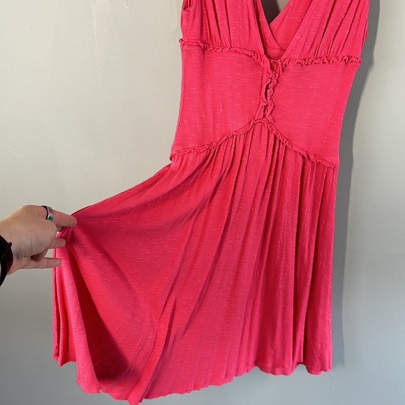 Free People Pink Ruffle Corset Dress Sz Small Fairy Renaissance Fairycore Girly - Picture 9 of 16
